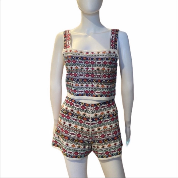 Zara Limited Edition Embroidered Short & Tank Set - Picture 1 of 3